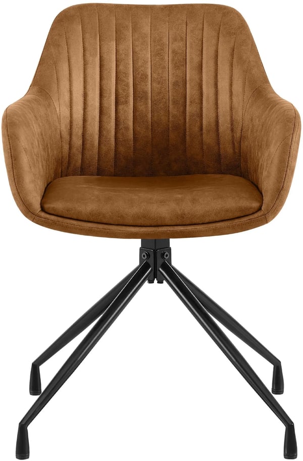 Welby Vintage Matstol, Ljusbrunt Konstläder med Matt Svart Metallram, 180 Svängbar
