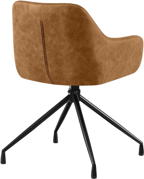 Welby Vintage Matstol, Ljusbrunt Konstläder med Matt Svart Metallram, 180 Svängbar