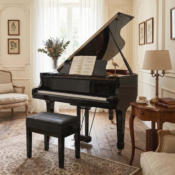 HOMCOM Pianobänk, höjdjusterbar pianopall med förvaring, läderkudde, svart, 63x35x46-56 cm