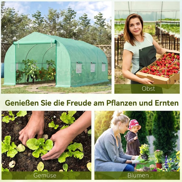 folieväxthus växthus drivbänk växttält tomatväxthus sadeltak 450 × 300 × 205 cm