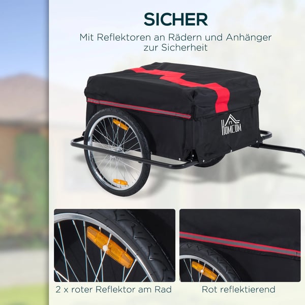 Cykelanhænger til Børn, CargoTrailer Transportanhænger, Sort Oxford, 40 kg Max Belastning