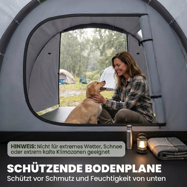 tält för 2-3 personer 190T tunneltält campingtält med tältpinnar glasfiber polyester grått 426 x 206 x 154 cm