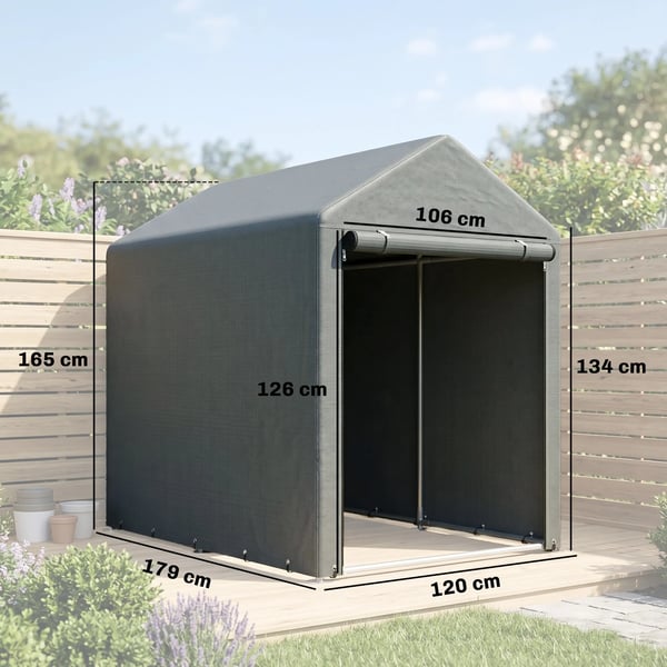 Garage Telt, Mørkegrå, 1,2 x 1,79 x 1,65m Opbevaring Telt med UV-beskyttelse, Vandtæt Foliegarage til Motorcykel, Haveredskaber, Galvaniseret
