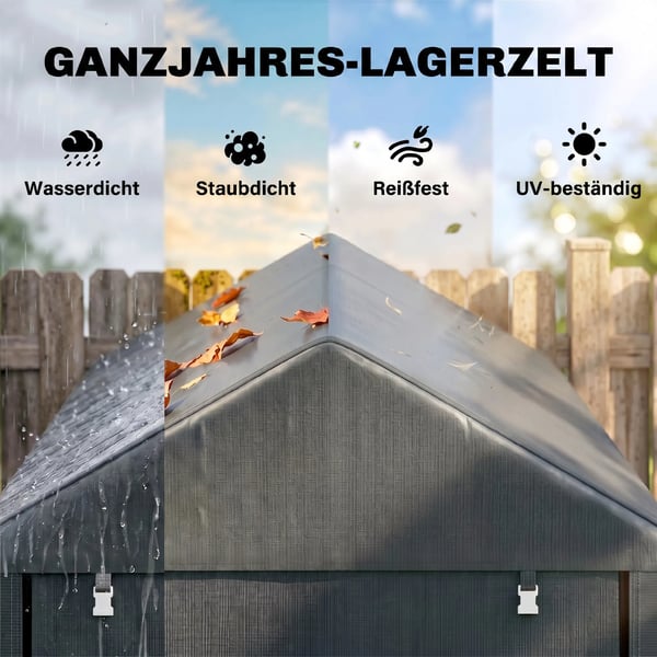 Garage Telt, Mørkegrå, 1,2 x 1,79 x 1,65m Opbevaring Telt med UV-beskyttelse, Vandtæt Foliegarage til Motorcykel, Haveredskaber, Galvaniseret