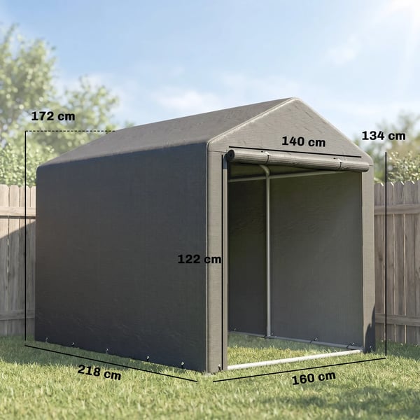 Garage Telt, Mørkegrå - Galvaniseret Stål, UV-beskyttelse, Vandafvisende Foliegarage til Haveudstyr/Motorcykel, 1,6 x 2,18 x 1,72 m
