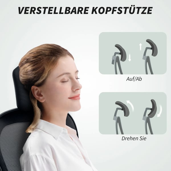 kontorstol, ergonomisk skrivebordsstol med opklappelige armlæn, justerbar lændestøtte, sort