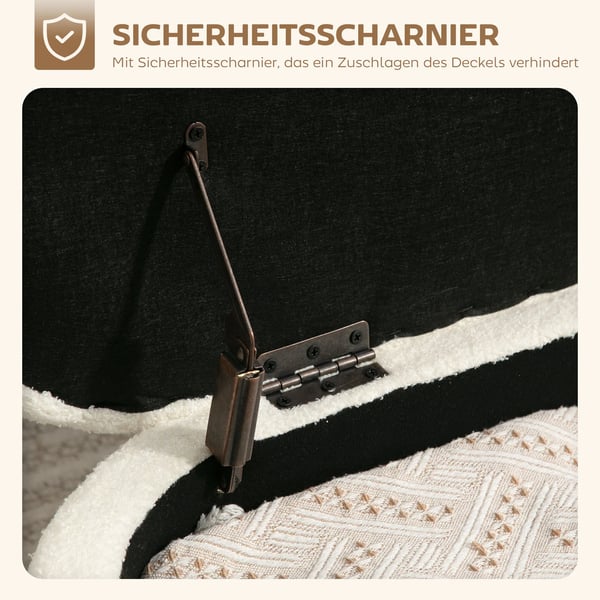 Opbevaringspuf i Cremefarvet Polyester & Stål - 114,5x40x48 cm