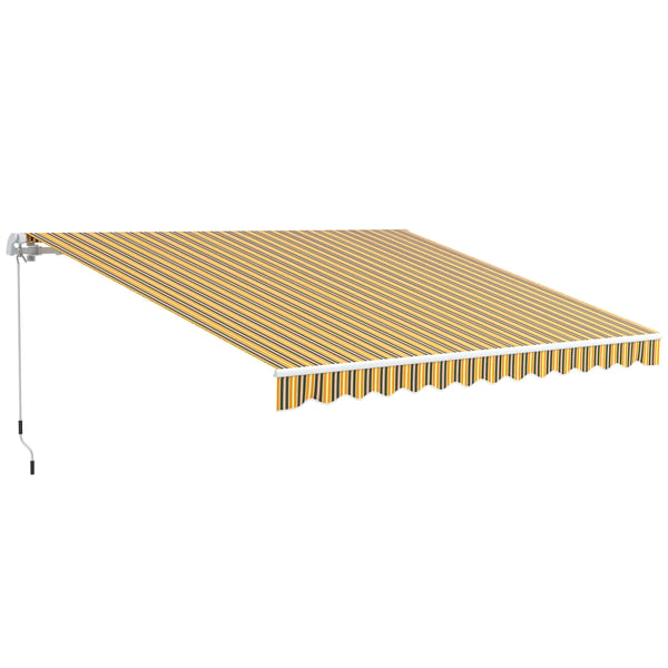 markise med leddelt arm, solafskærmning med håndsving, 3,5 x 2,5 m, gul/grå, aluminium/polyester