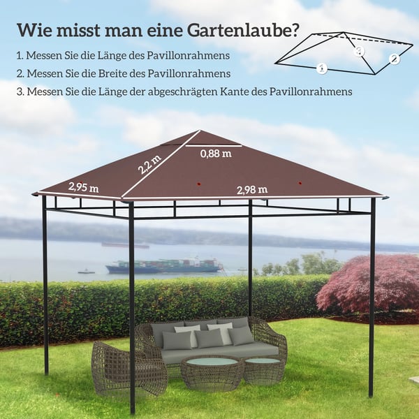 Reservedækken til Pavillon 2,98x2,95 m - Polyester, Kaffe