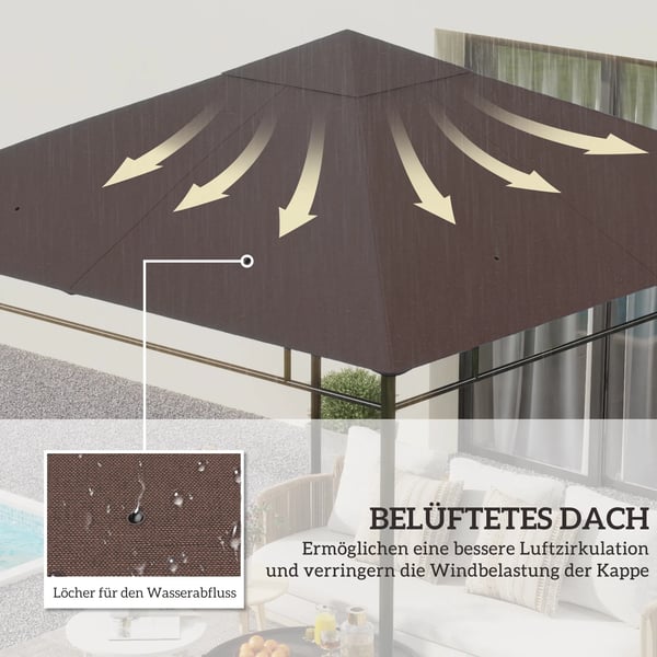Reservedækken til Pavillon 2,98x2,95 m - Polyester, Kaffe
