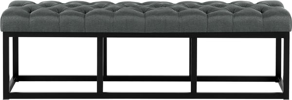 Amun Mørkegrå Stofbænk med Mat Sort Metalramme - 150cm