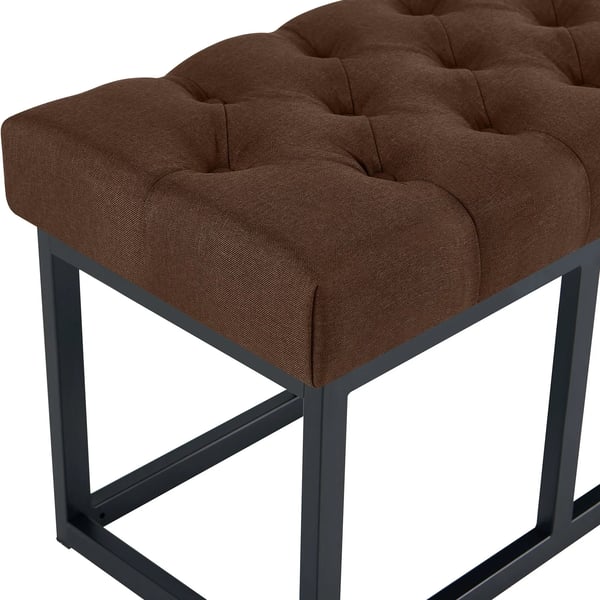 Amun Brun Stofbænk med Mat Sort Metalramme - 150cm