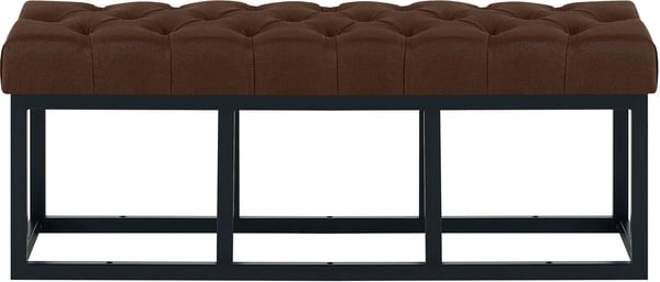 Amun Brun Kunstlæderbænk med Mat Sort Metalramme - B120cm