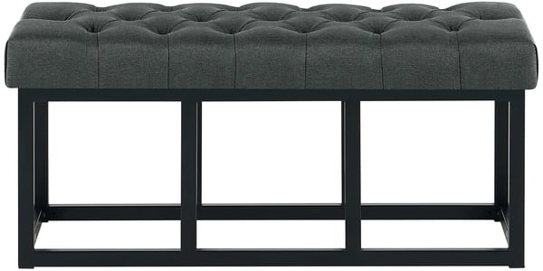 Amun Mørkegrå Stofbænk med Mat Sort Metalramme, 100 cm Bredde