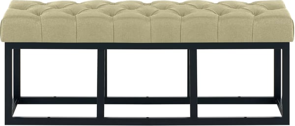 Amun Taupe stofbænk med mat sort metalramme, 120 cm bredde