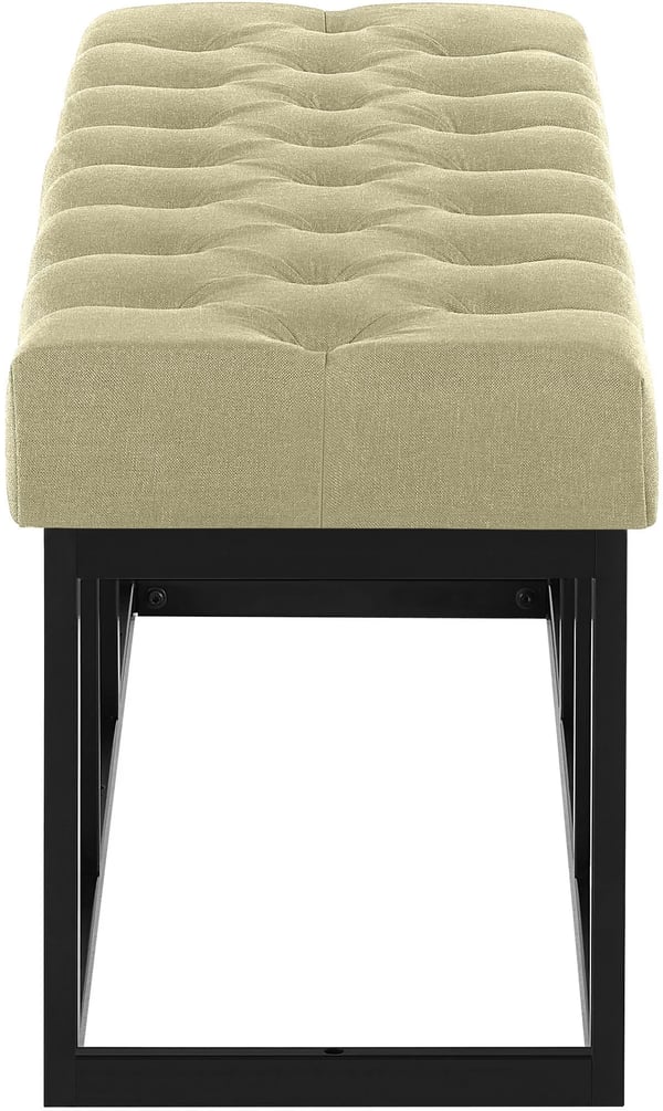 Amun Taupe stofbænk med mat sort metalramme, 120 cm bredde