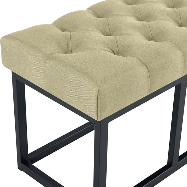 Amun Taupe stofbænk med mat sort metalramme, 120 cm bredde