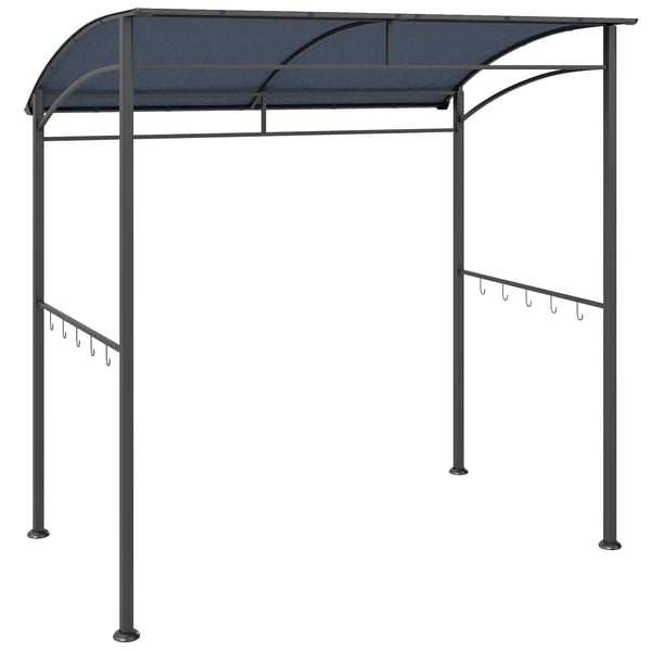 grillpaviljong, grilltak, regnskydd, UV-beständig, vattentät, med krokar, stålram, polyester, grå, 215 x 150 x 174/220 cm