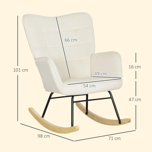 Keinutuoli, Beige Sametti Nojatuoli Puukiskoilla, Olohuoneen/Makuuhuoneen Tuoli