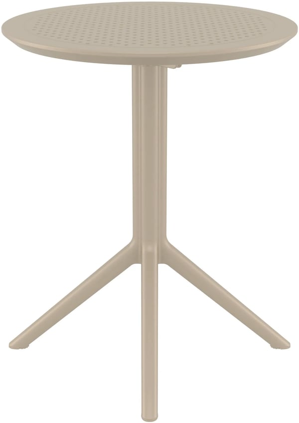 Sky Runt Fällbart Bistrobord - UV- & Väderbeständig Plast, Taupe, 60 cm Diameter