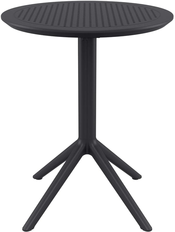 Sky Runt Fällbart Bord - Svart Plast, 60 cm Diameter, Väderbeständigt, Platsbesparande för Inomhus-/Utomhusbruk