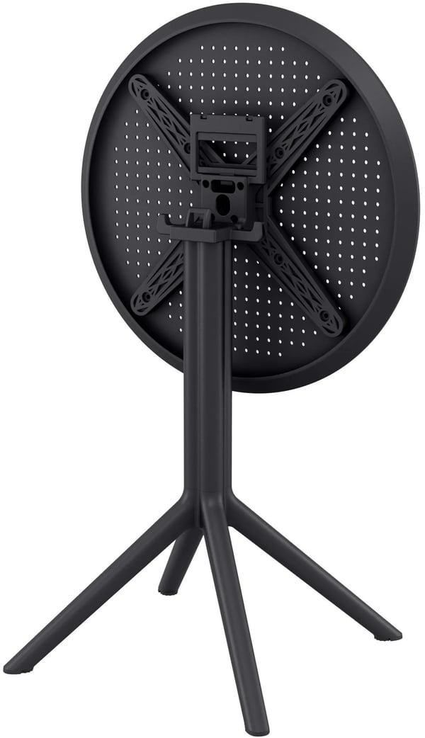 Sky Runt Fällbart Bord - Svart Plast, 60 cm Diameter, Väderbeständigt, Platsbesparande för Inomhus-/Utomhusbruk