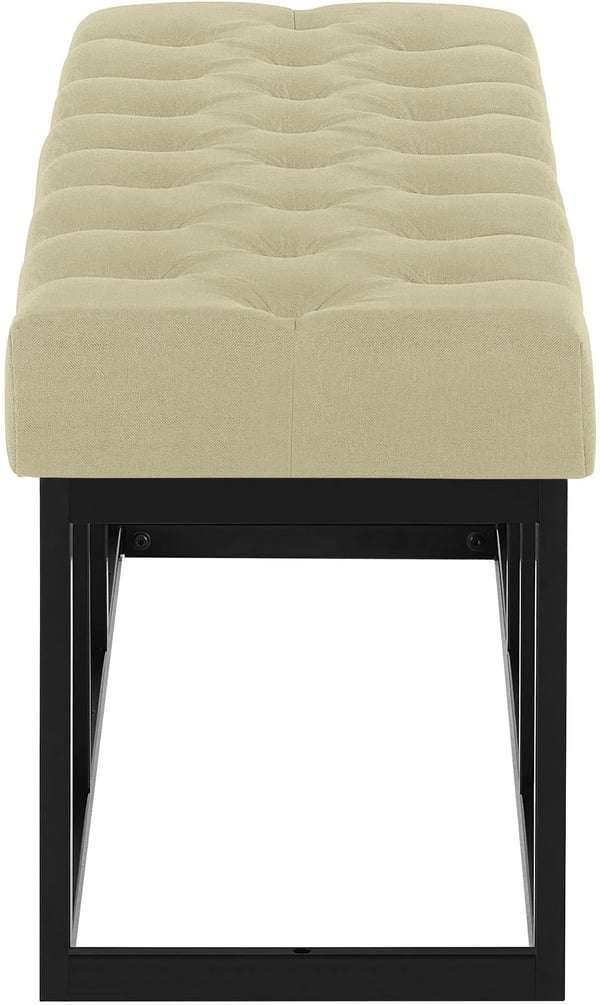 Amun Taupe Tyg Soffbänk med Matt Svart Metallram, 120 cm Bredd
