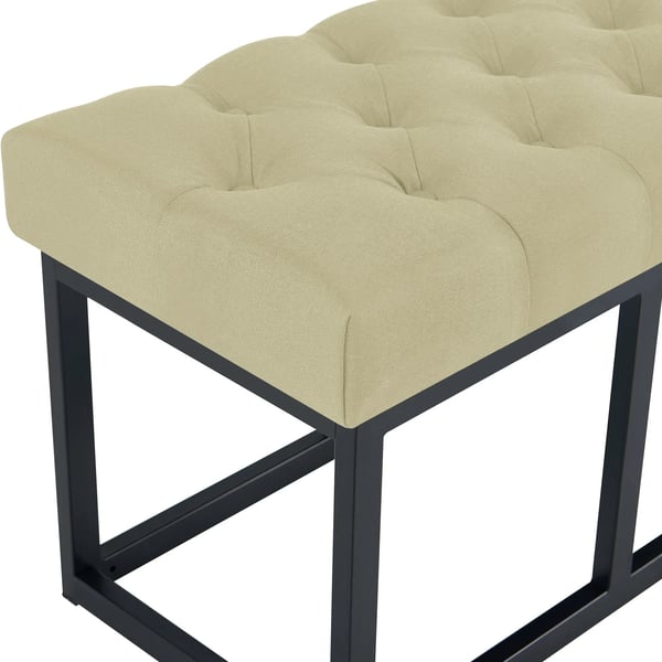 Amun Taupe Tyg Soffbänk med Matt Svart Metallram, 120 cm Bredd
