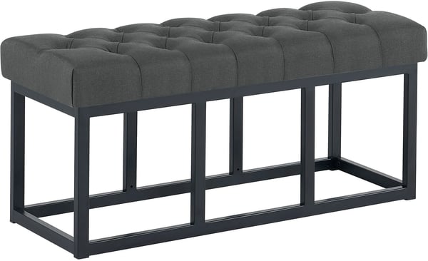 Amun Mørkegrå Stofbænk med Mat Sort Metalramme, 100 cm Bredde Amun Mørkegrå Stofbænk med Mat Sort Metalramme, 100 cm Bredde
