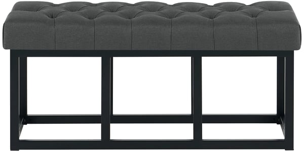 Amun Mørkegrå Stofbænk med Mat Sort Metalramme, 100 cm Bredde