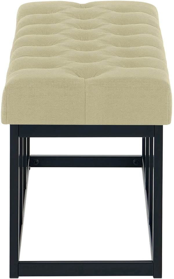 Amun Taupe Tyg Bänk med Matt Svart Metallställ - 100cm Bredd