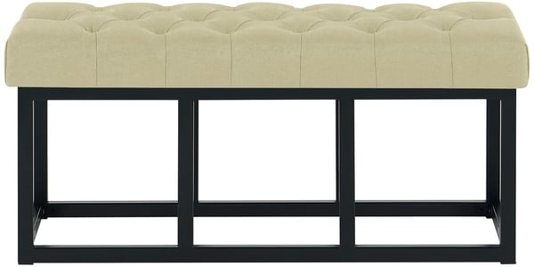 Amun Taupe Tyg Bänk med Matt Svart Metallställ - 100cm Bredd