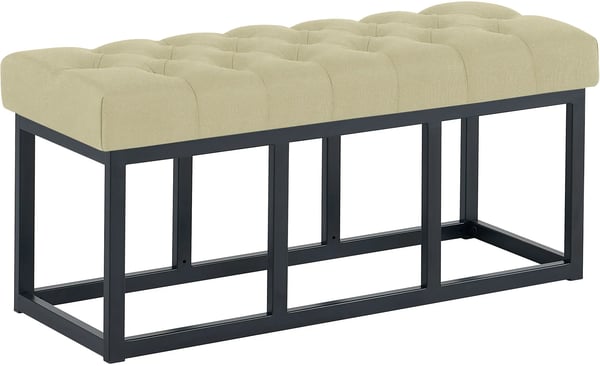 Amun Taupe Tyg Bänk med Matt Svart Metallställ - 100cm Bredd