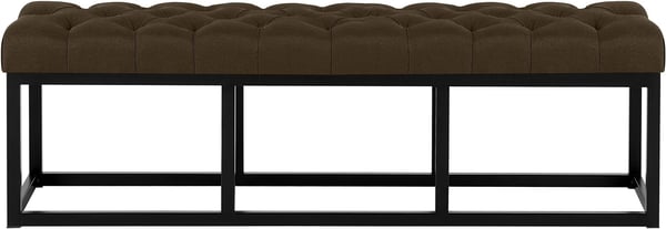 Amun Brun Tyg Bänk med Matt Svart Metallram - 150cm