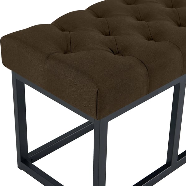 Amun Brun Tyg Bänk med Matt Svart Metallram - 150cm
