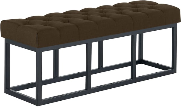 Amun Brun Faux Läderbänk med Matt Svart Metallram - B120cm
