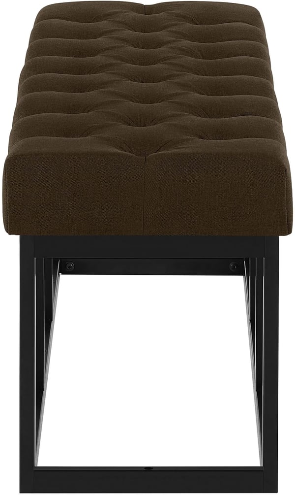 Amun Brun Faux Läderbänk med Matt Svart Metallram - B120cm