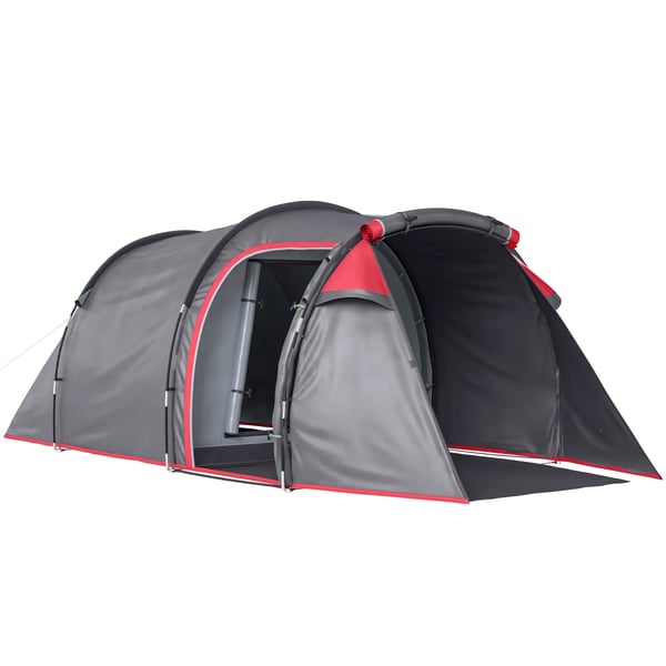 telt til 2-3 personer, 190T tunneltelt, campingtelt med pløkker, glasfiber/polyester, mørkegrå, 426 x 206 x 154 cm