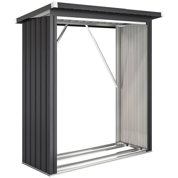Vedförvaring Vedskydd Mörkrgrå Stål 150x66.5x150 cm Vedförvaring Vedskydd Mörkrgrå Stål 150x66.5x150 cm