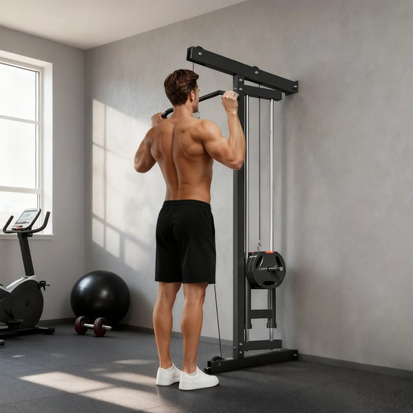 Roddmaskin för träning, väggmonterad fitnessutrustning, kabelmaskin för hemmagym, stål, svart