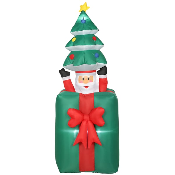 Uppblåsbar Juldekoration Tomte 1.6m Röd+Grön LED Polyester Vattentät Uppblåsbar Juldekoration Tomte 1.6m Röd+Grön LED Polyester Vattentät