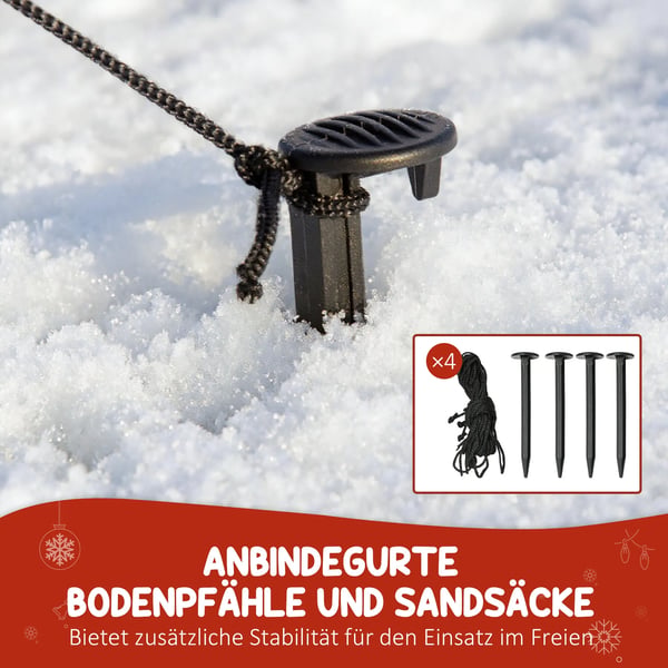 Uppblåsbar Juldekoration Tomte 1.6m Röd+Grön LED Polyester Vattentät