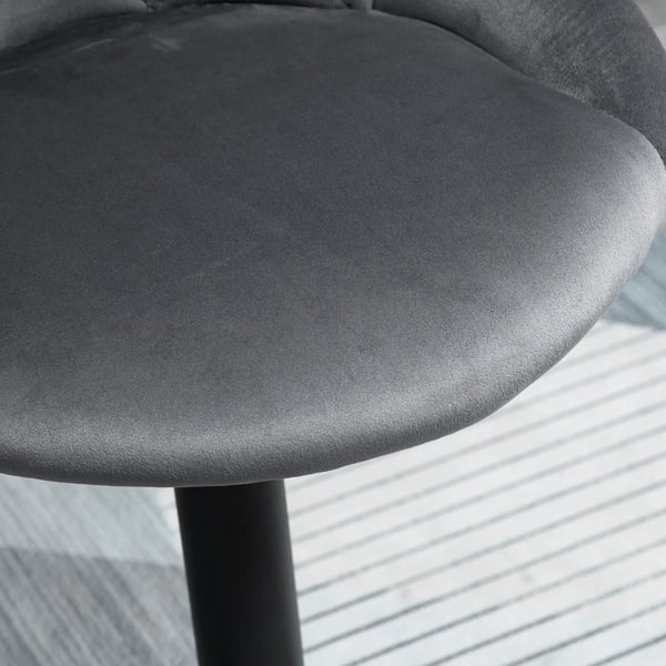 2 stk Barstole, Hjdejusterbar, Mrkegr, Polyester/Stl