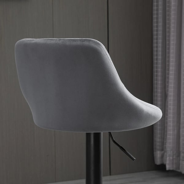 2 stk Barstole, Hjdejusterbar, Mrkegr, Polyester/Stl