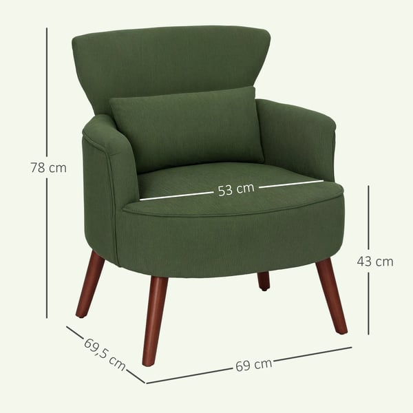 Lænestol i Grøn Polyester med Lændepude - Komfortabel og Stilfuld Accentstol til Stuen