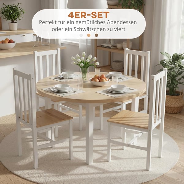 4-delt S esent spisebordsstole, massivt tr edesign, 38,5 cm x 47,5 cm x 99 cm, natur