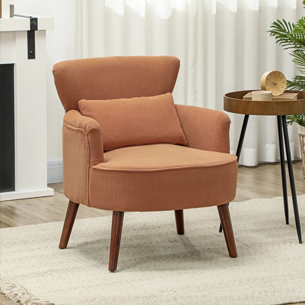 Lænestol i Orange Polyester – Komfortabel Accentstol med Lændepude