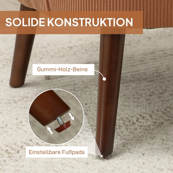 Lænestol i Orange Polyester – Komfortabel Accentstol med Lændepude