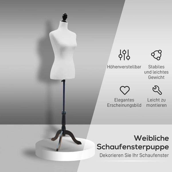 mannequin-torso, skræddergigt, udstillingsdukke, skum, træ, metal, hvid