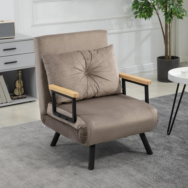 Sovesofa multifunktionel foldeseng med justerbar ryglæn, fløjlslook, 63 x 73 x 81 cm, lys grå
